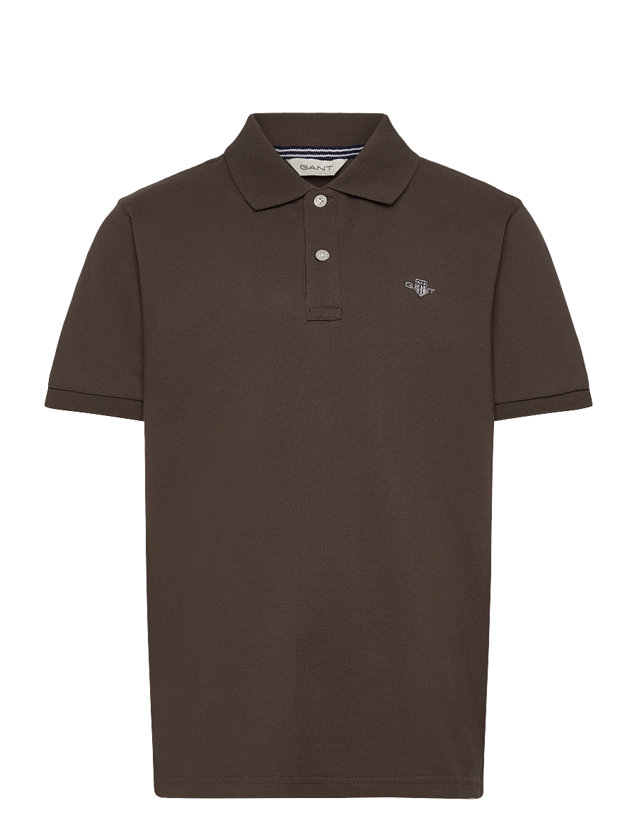 Gant Kids - Shield Pique SS Polo Shirt - kortærmede poloer - shadow brown - 0