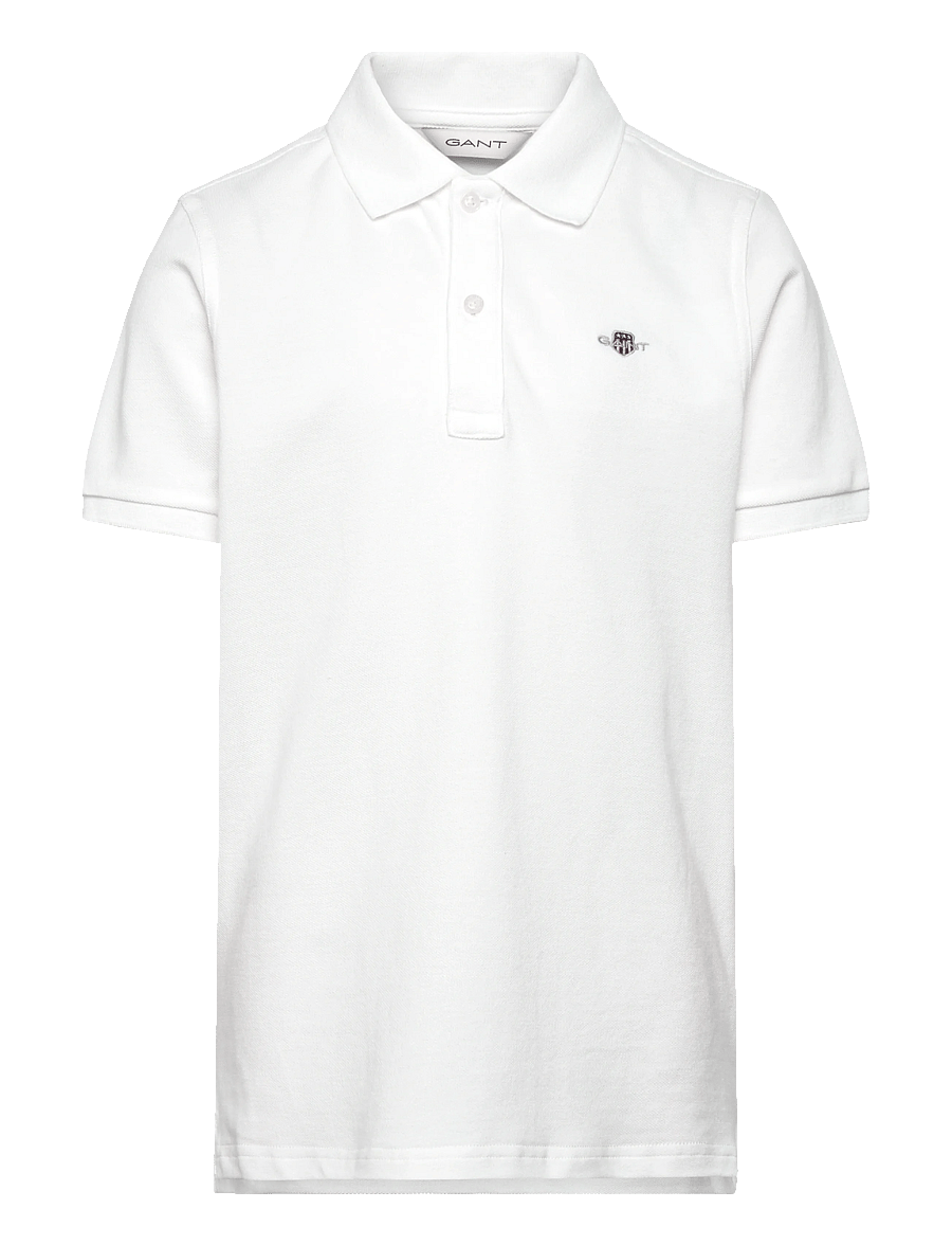Gant Kids - Shield Pique SS Polo Shirt - kortærmede poloer - white - 0