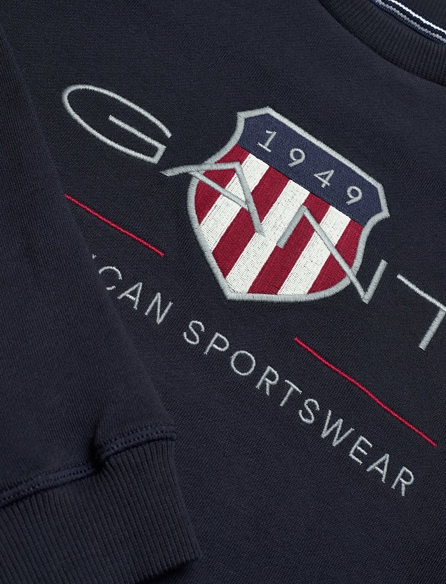 Gant Kids - Archive Shield Crew Neck Sweatshirt - dressipluusid - evening blue - 2