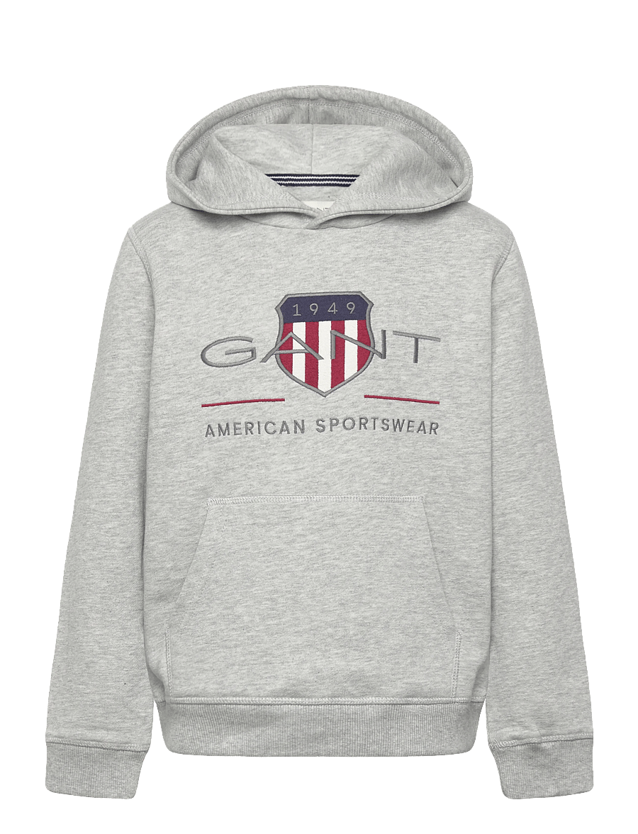 Gant Kids - Archive Shield Hoodie - huvtröjor - grey melange - 0