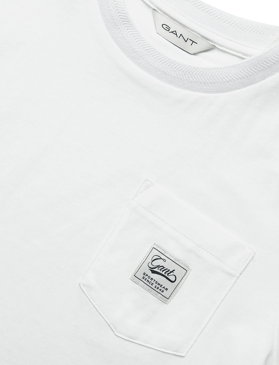 Gant Kids - Badge Pocket SS T-Shirt - lühikeste varrukatega t-särgid - white - 2