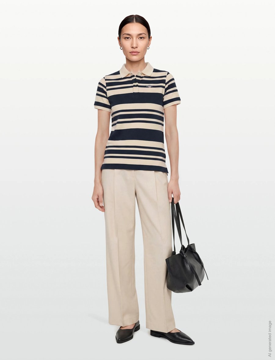 Gant Kids - Shield Stripe Texture SS Polo Shirt - kortærmede poloer - evening blue - 0