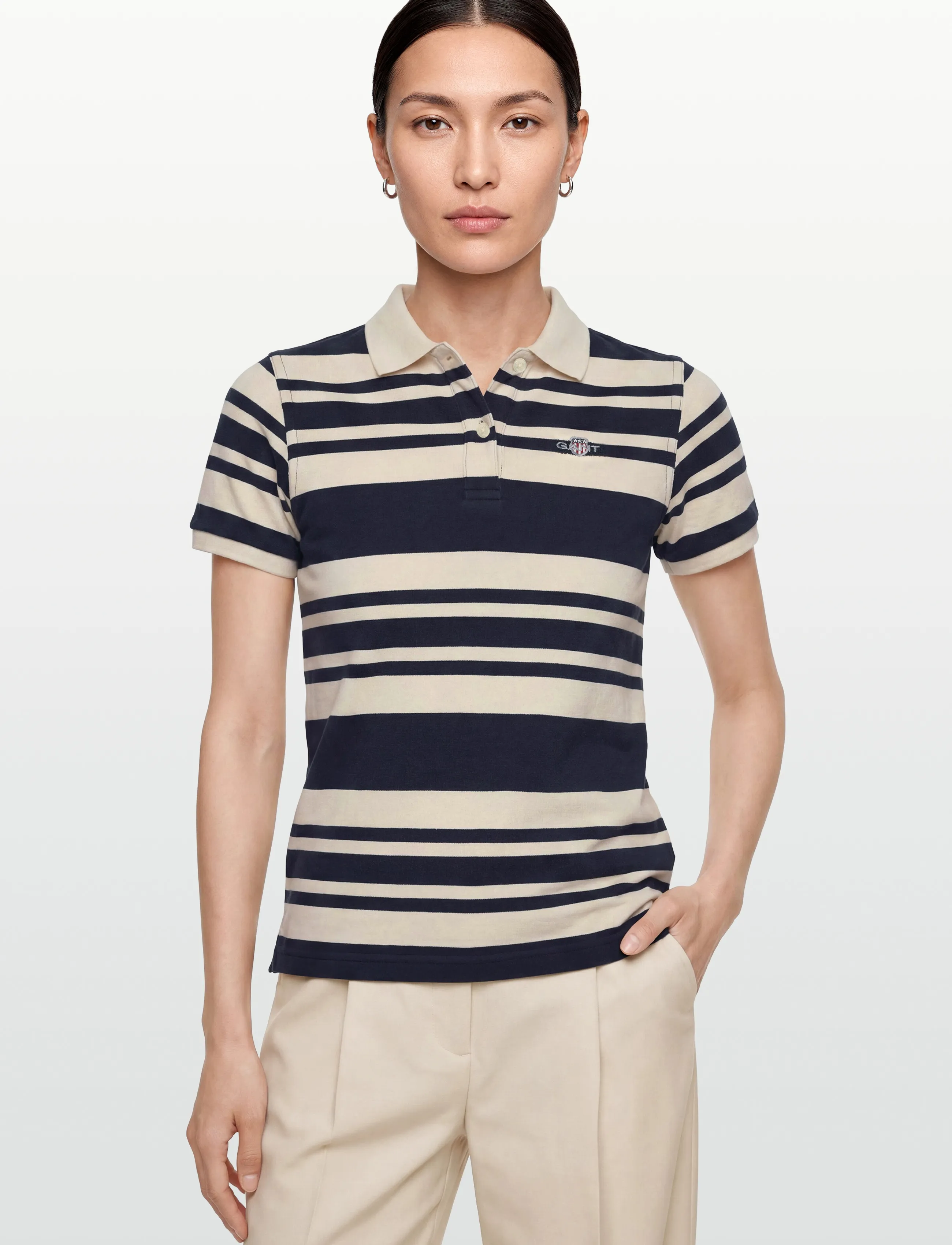 Gant Kids - Shield Stripe Texture SS Polo Shirt - poloer - evening blue - 3