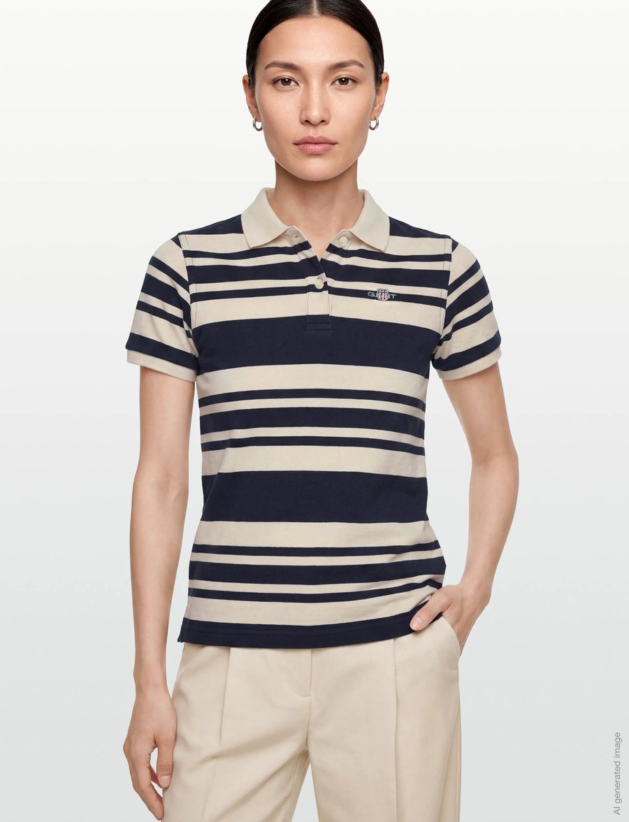 Gant Kids - Shield Stripe Texture SS Polo Shirt - kortærmede poloer - evening blue - 3