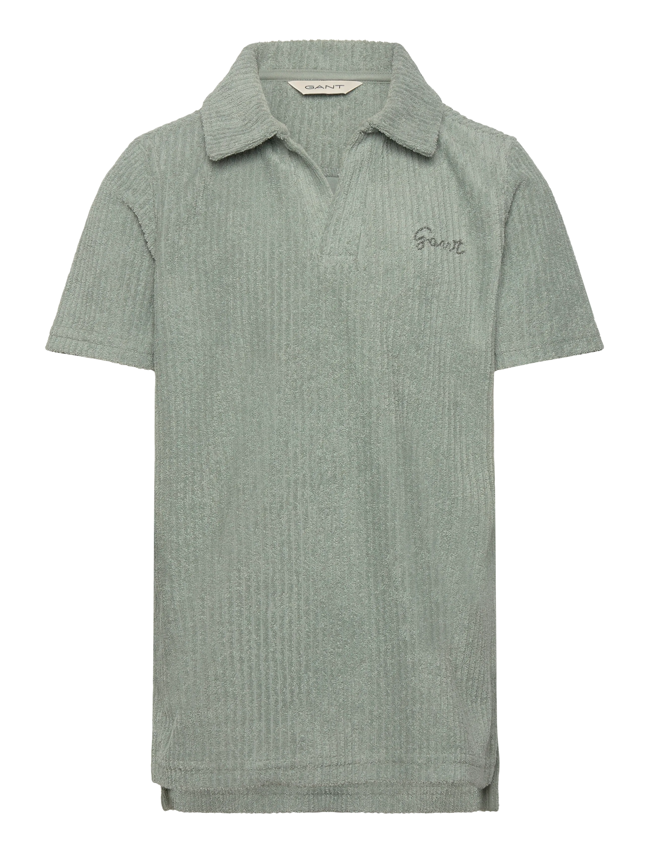 Gant Kids Revere Collar Towelling Polo, 176, Polo Shirts, Khakigrün - Short-sleeved Kinder