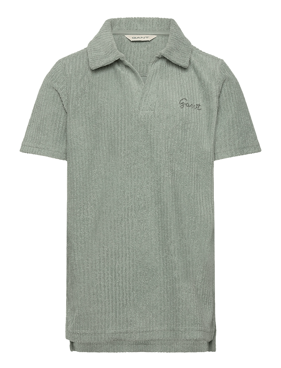 Gant Kids - Revere Collar Towelling Polo - kortärmade pikéer - ceramic grey - 0