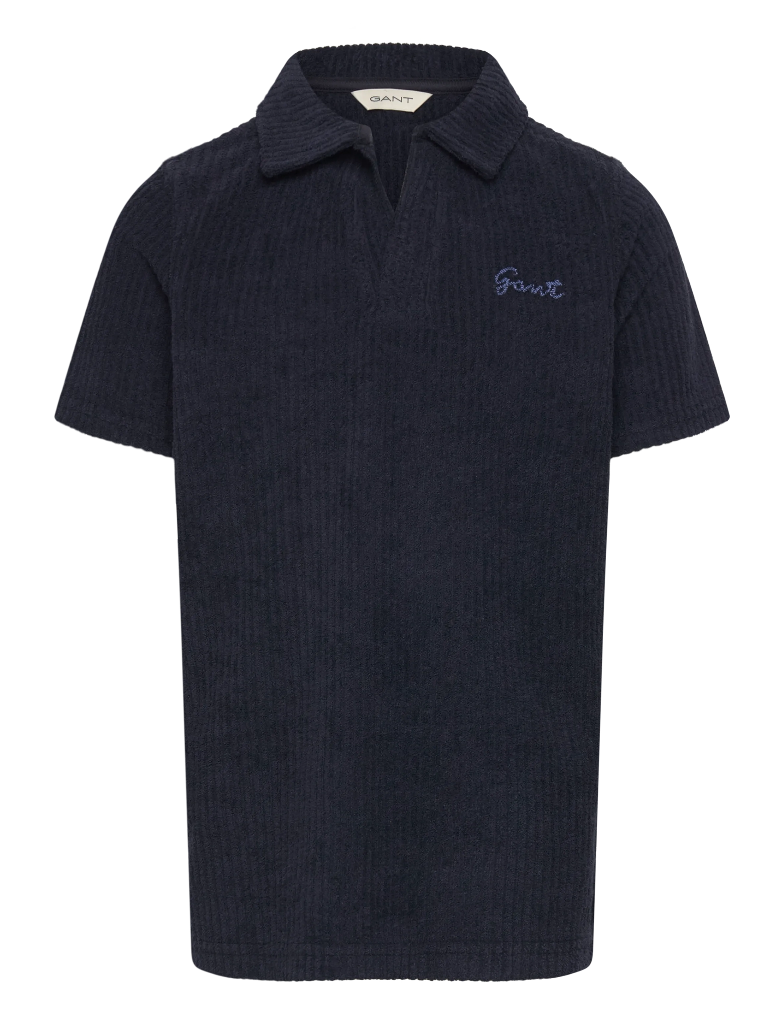 Gant Kids Revere Collar Towelling Polo, 152, Polo Shirts, Marineblau - Short-sleeved Kinder