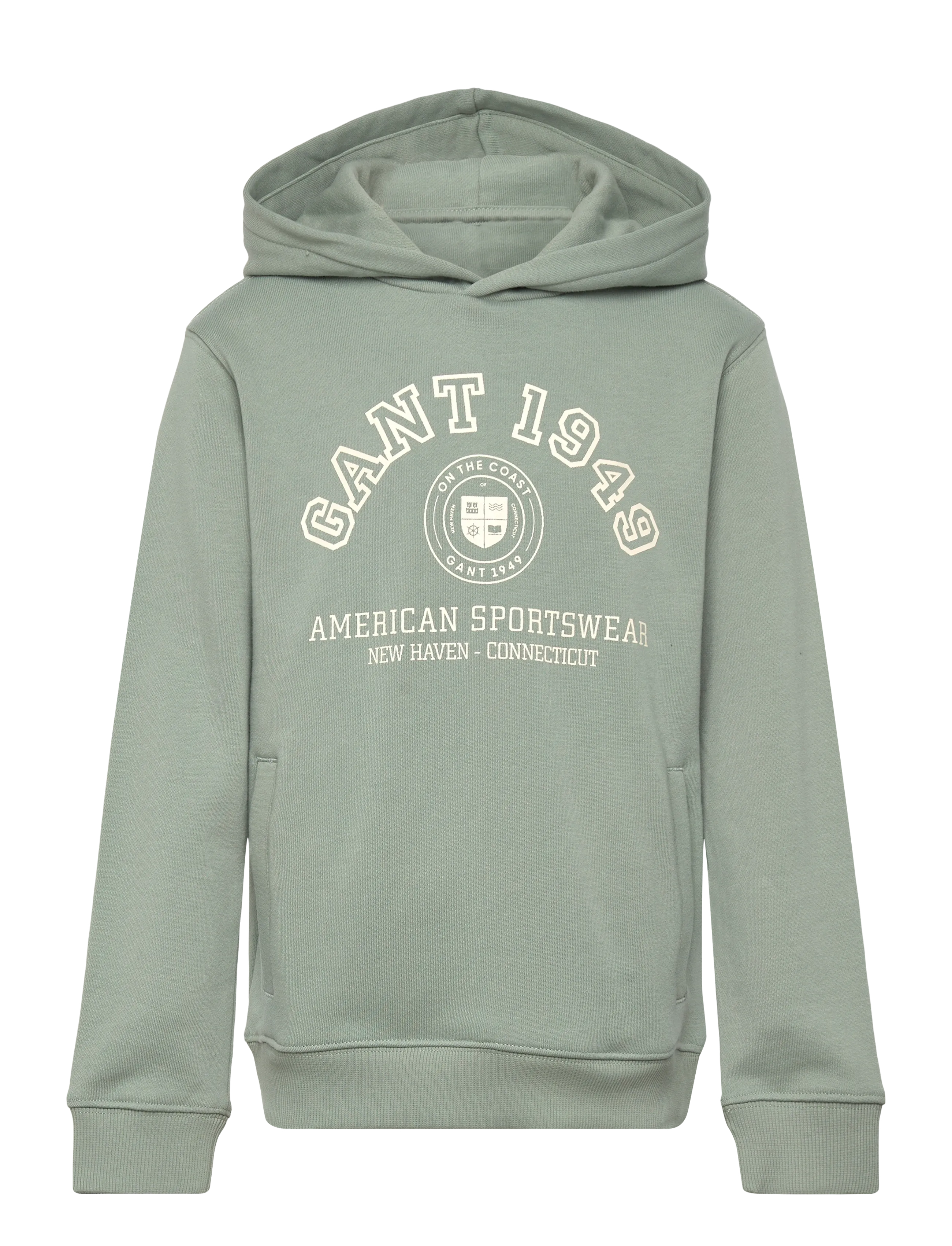 Gant Kids Collegiate Logo Hoodie - Riided - CERAMIC GREY / green