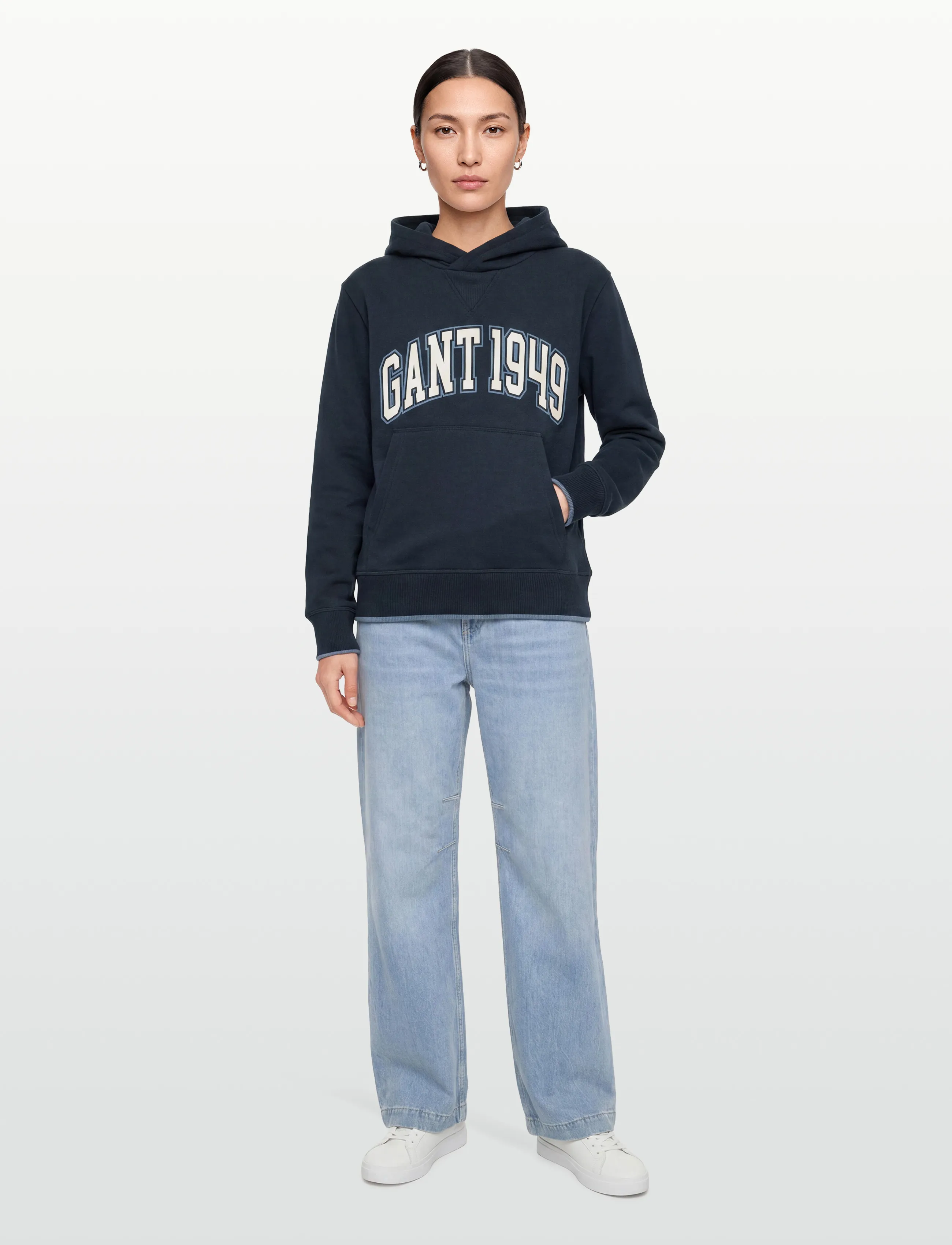 Gant Kids - Collegiate Rib Insert Hoodie - huvtröjor - evening blue - 0