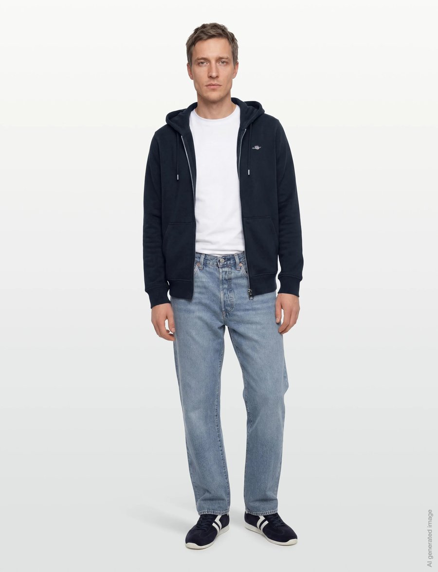 Gant Kids - Shield Full Zip Sweat Hoodie - huvtröjor - evening blue - 0