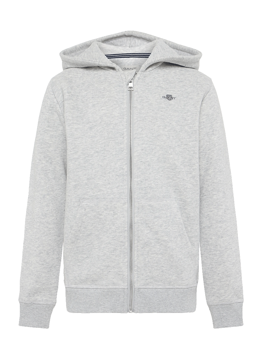 Gant Kids - Shield Full Zip Sweat Hoodie - hættetrøjer - grey melange - 1
