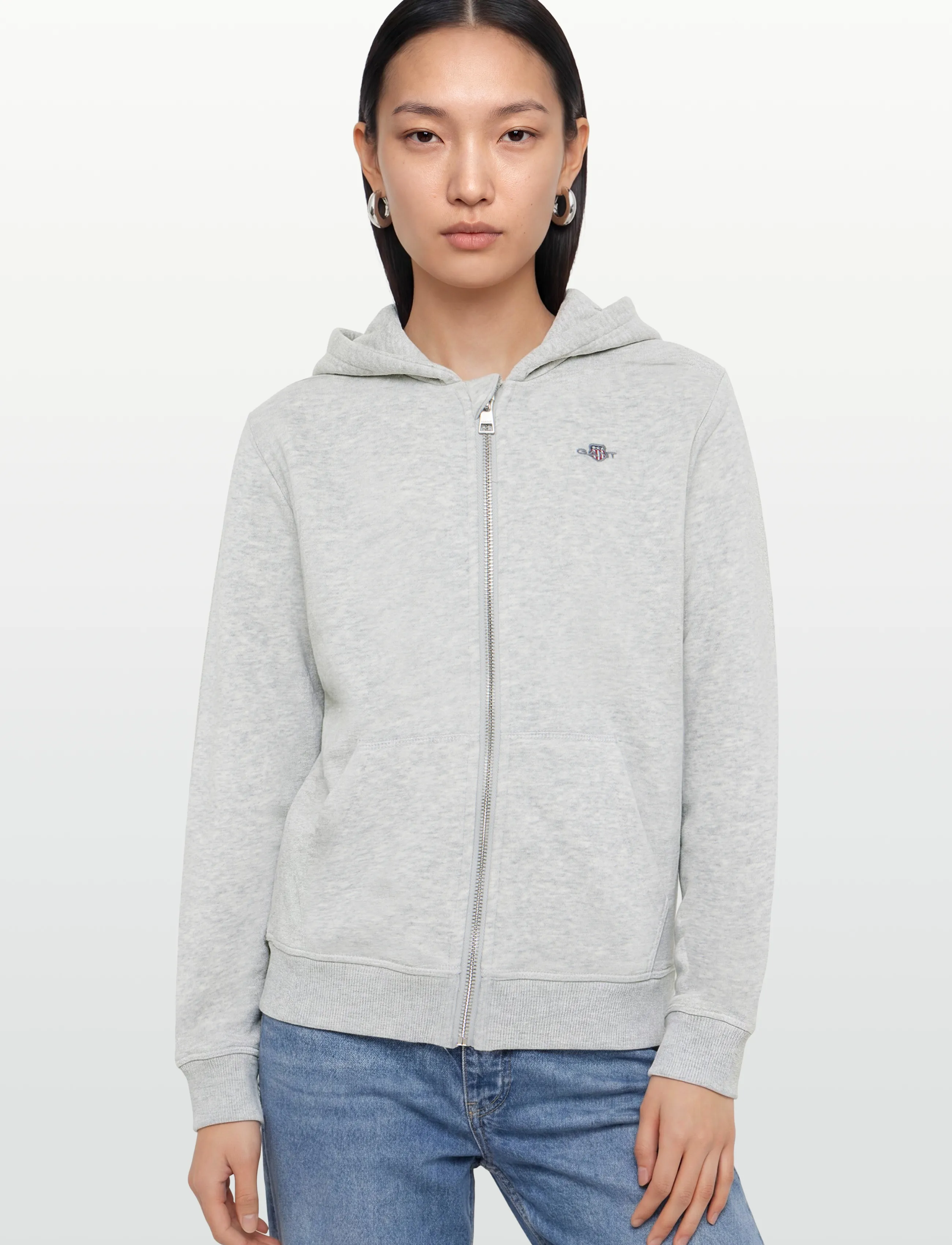 Gant Kids - Shield Full Zip Sweat Hoodie - hættetrøjer - grey melange - 3