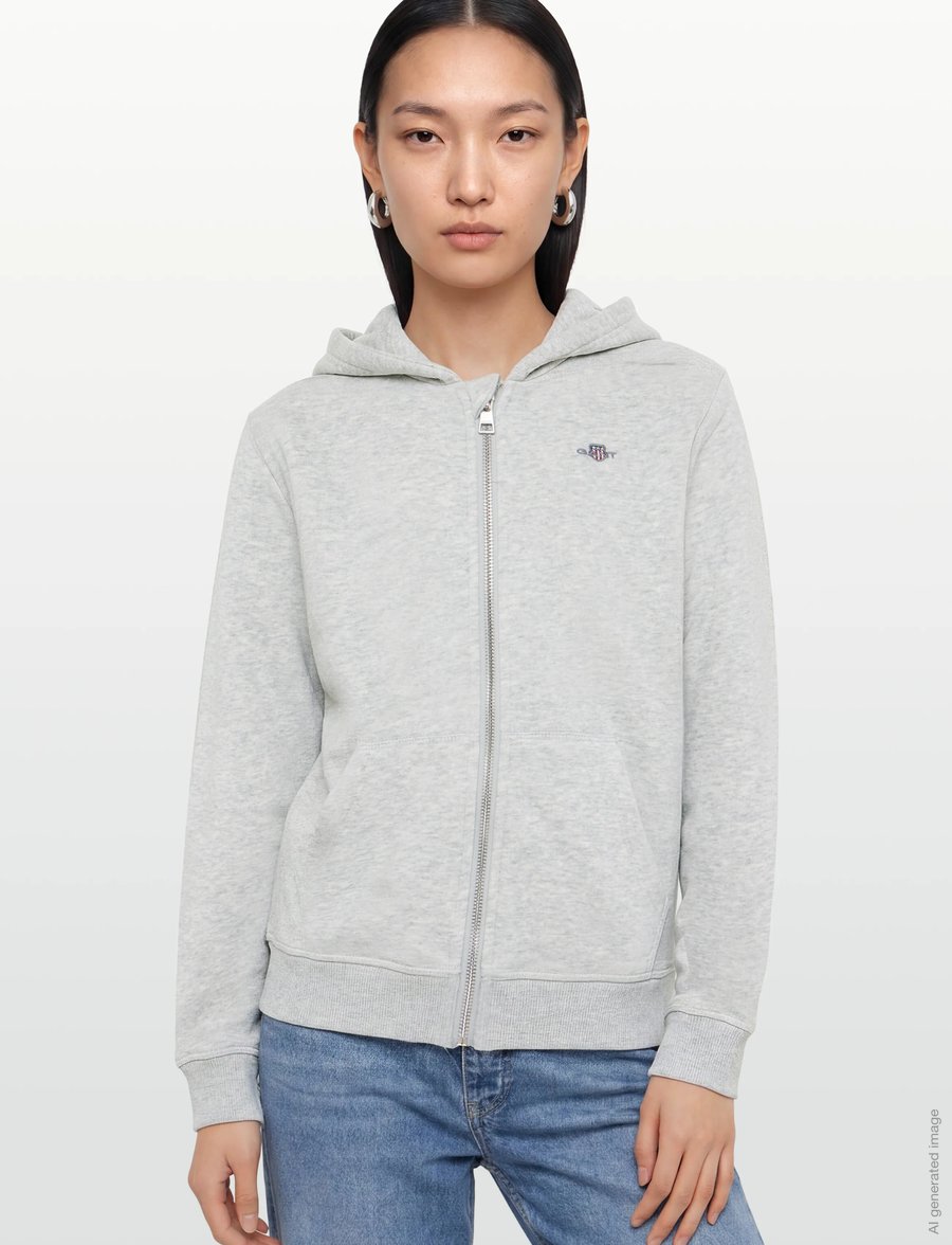 Gant Kids - Shield Full Zip Sweat Hoodie - hættetrøjer - grey melange - 3