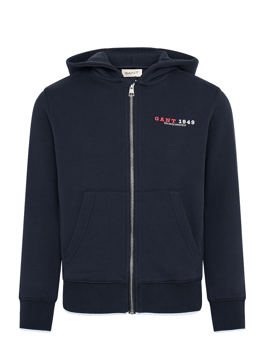 Gant Kids - Collegiate Graphic Full Zip Hoodie - hættetrøjer - evening blue - 0