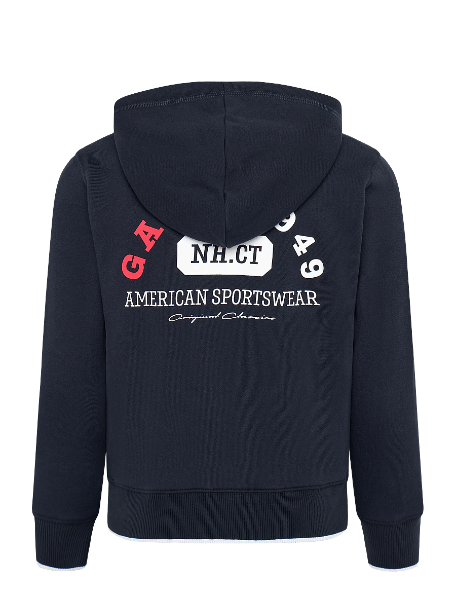 Gant Kids - Collegiate Graphic Full Zip Hoodie - hættetrøjer - evening blue - 1