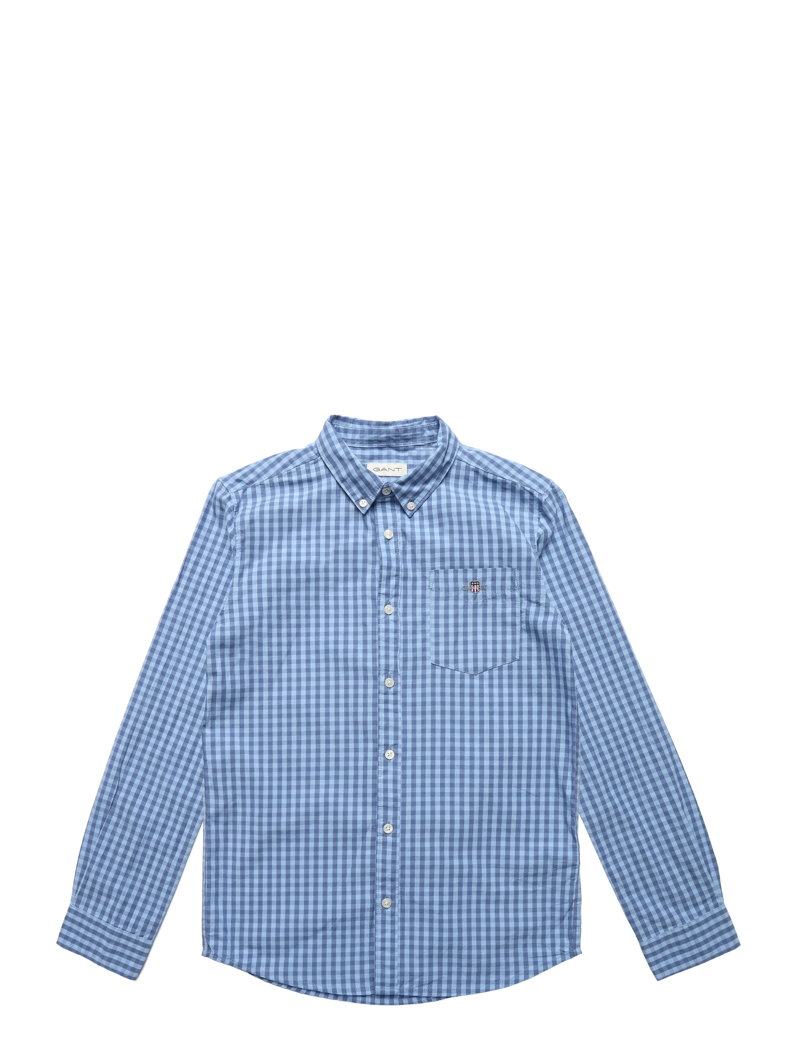 Gant Kids Shield Gingham Poplin Shirt - Kleidung - FADED DENIM / blue