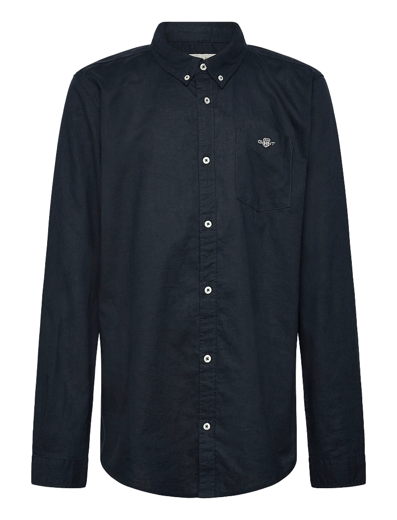 Gant Kids - Shield Linen Blend Shirt - langærmede skjorter - evening blue - 0