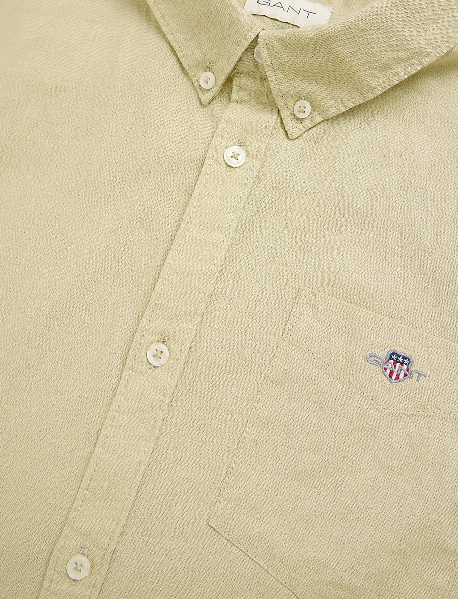 Gant Kids - Shield Linen Blend Shirt - pikkade varrukatega särgid - oat beige - 2