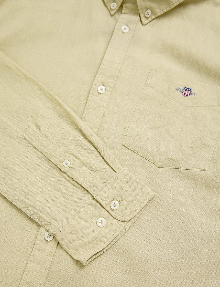 Gant Kids - Shield Linen Blend Shirt - pikkade varrukatega särgid - oat beige - 3