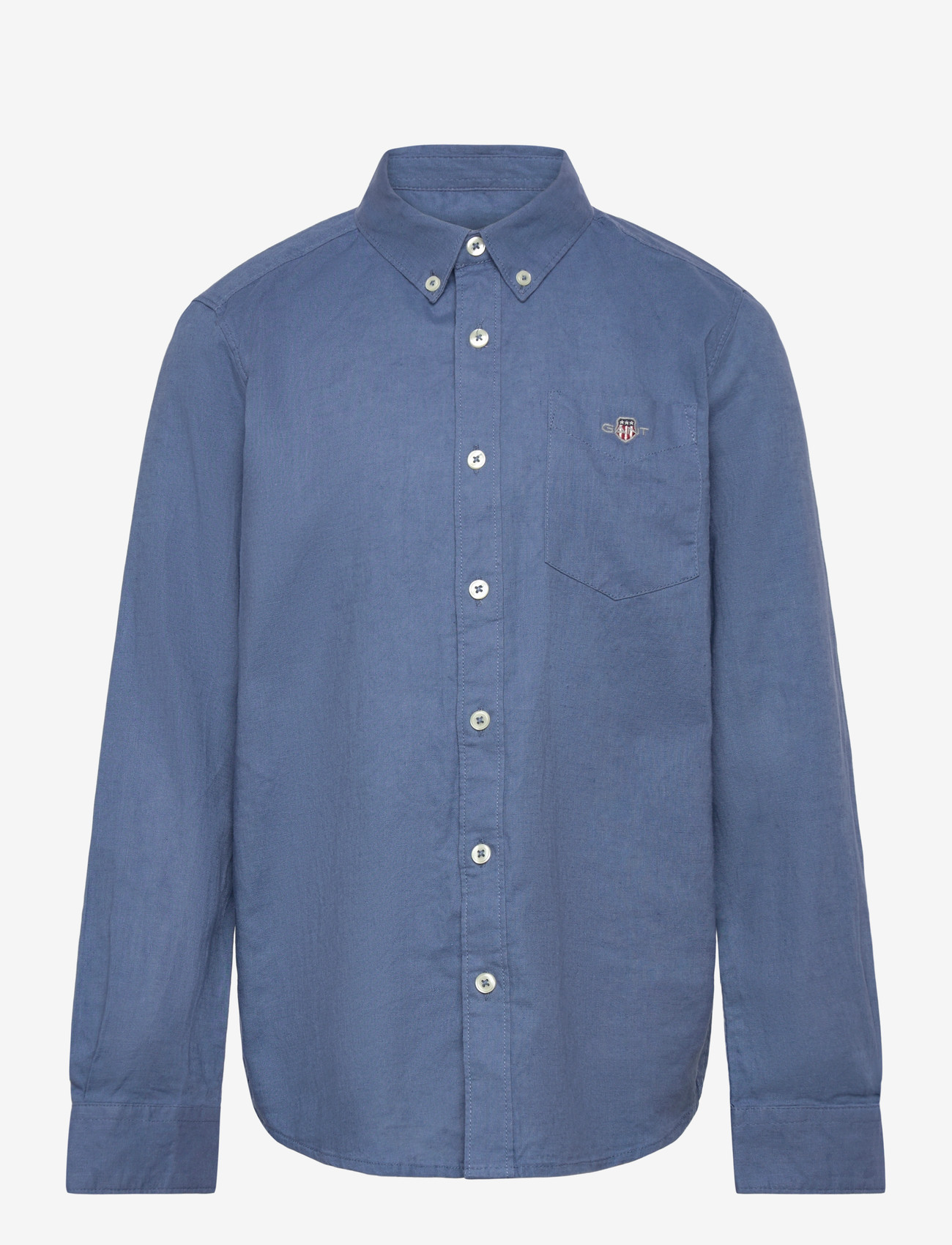 Gant Kids - Shield Linen Blend Shirt - langærmede skjorter - salty sea - 0