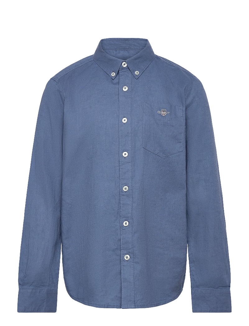 Gant Kids - Shield Linen Blend Shirt - langærmede skjorter - salty sea - 0
