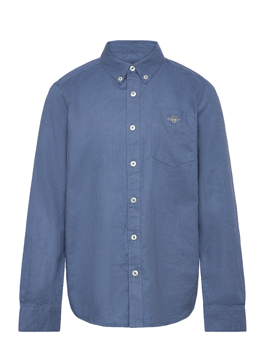 Gant Kids - Shield Linen Blend Shirt - langærmede skjorter - salty sea - 0