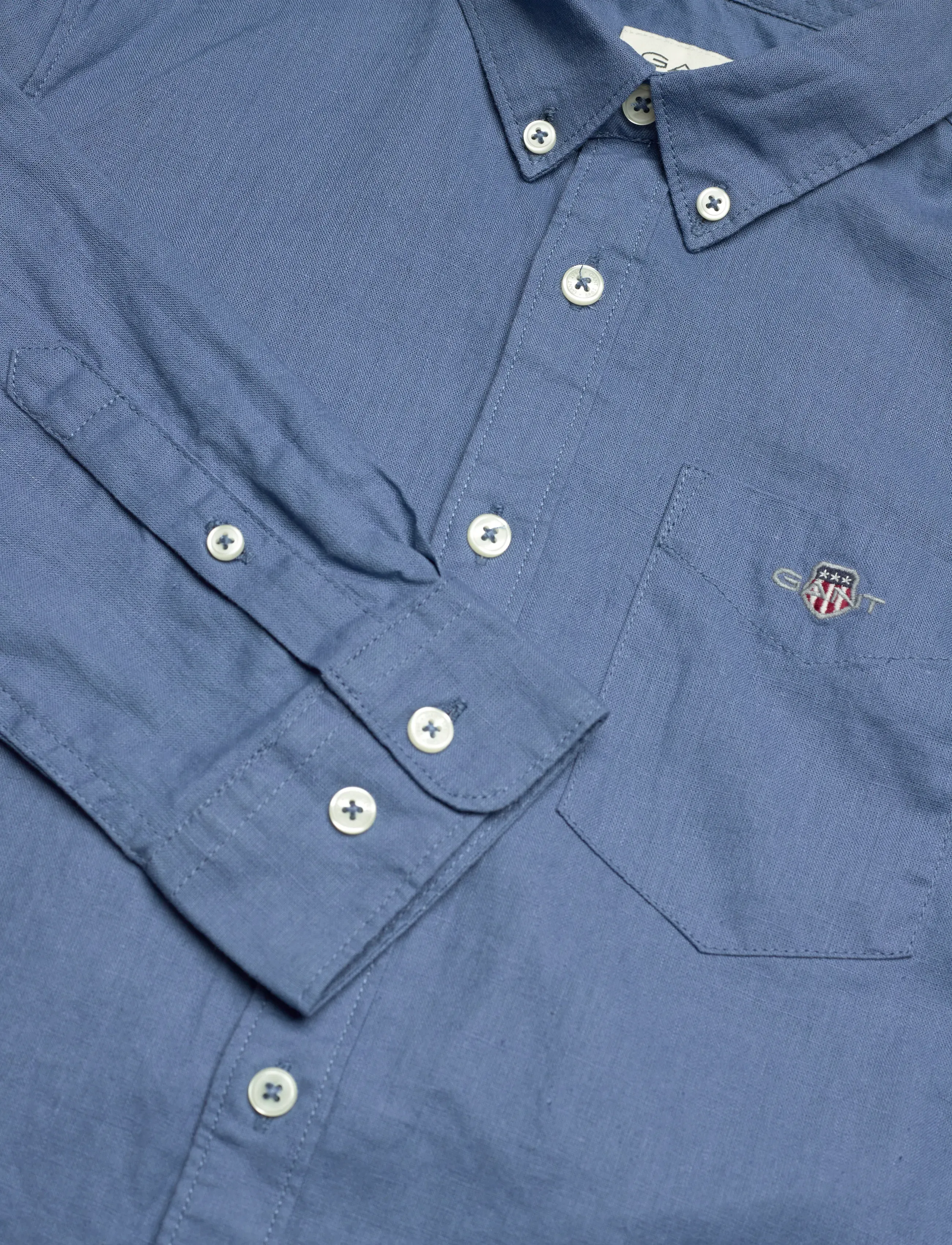 Gant Kids - Shield Linen Blend Shirt - langærmede skjorter - salty sea - 2