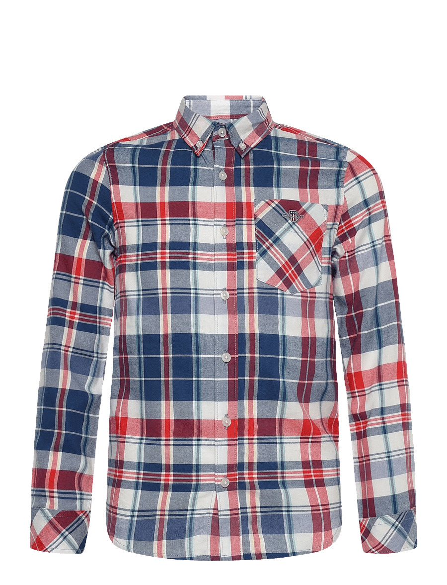 Gant Kids - Seasonal Check Shirt - långärmade skjortor - faded denim - 0