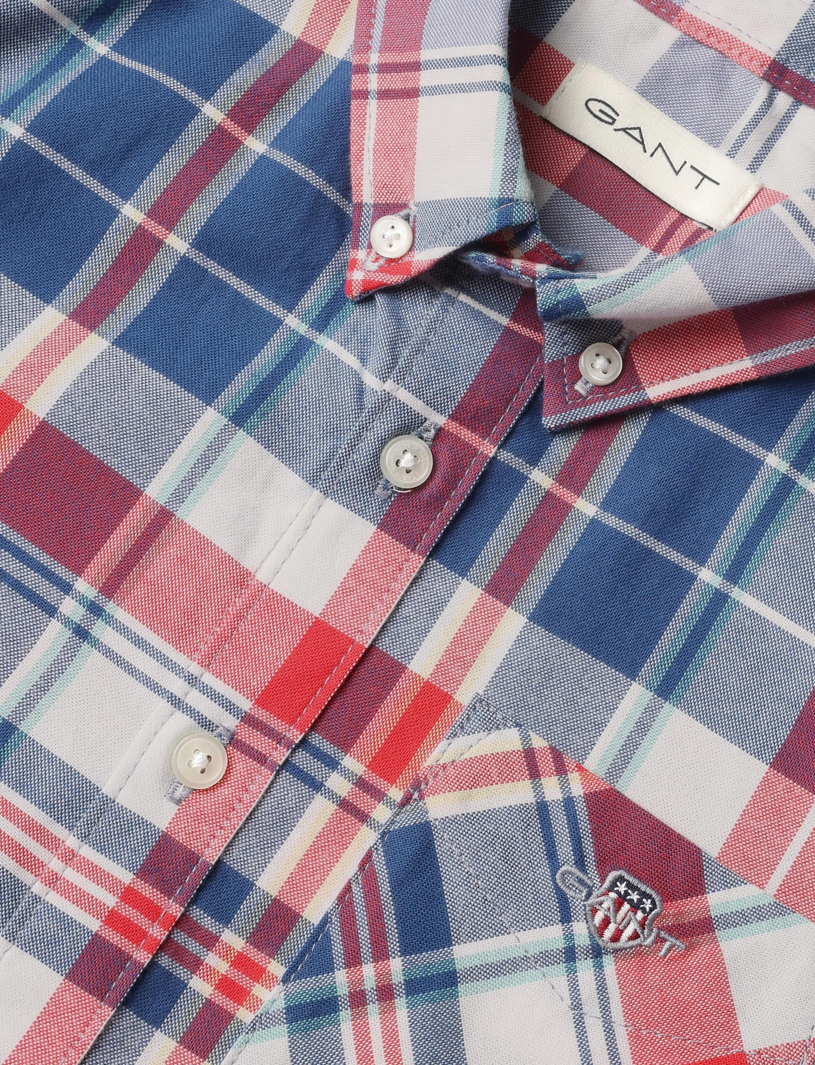 Gant Kids - Seasonal Check Shirt - långärmade skjortor - faded denim - 2