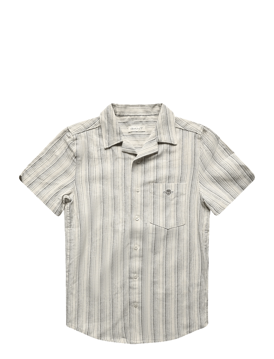 Gant Kids - Shield Striped Linen Blend SS Shirt - creamed white - 0