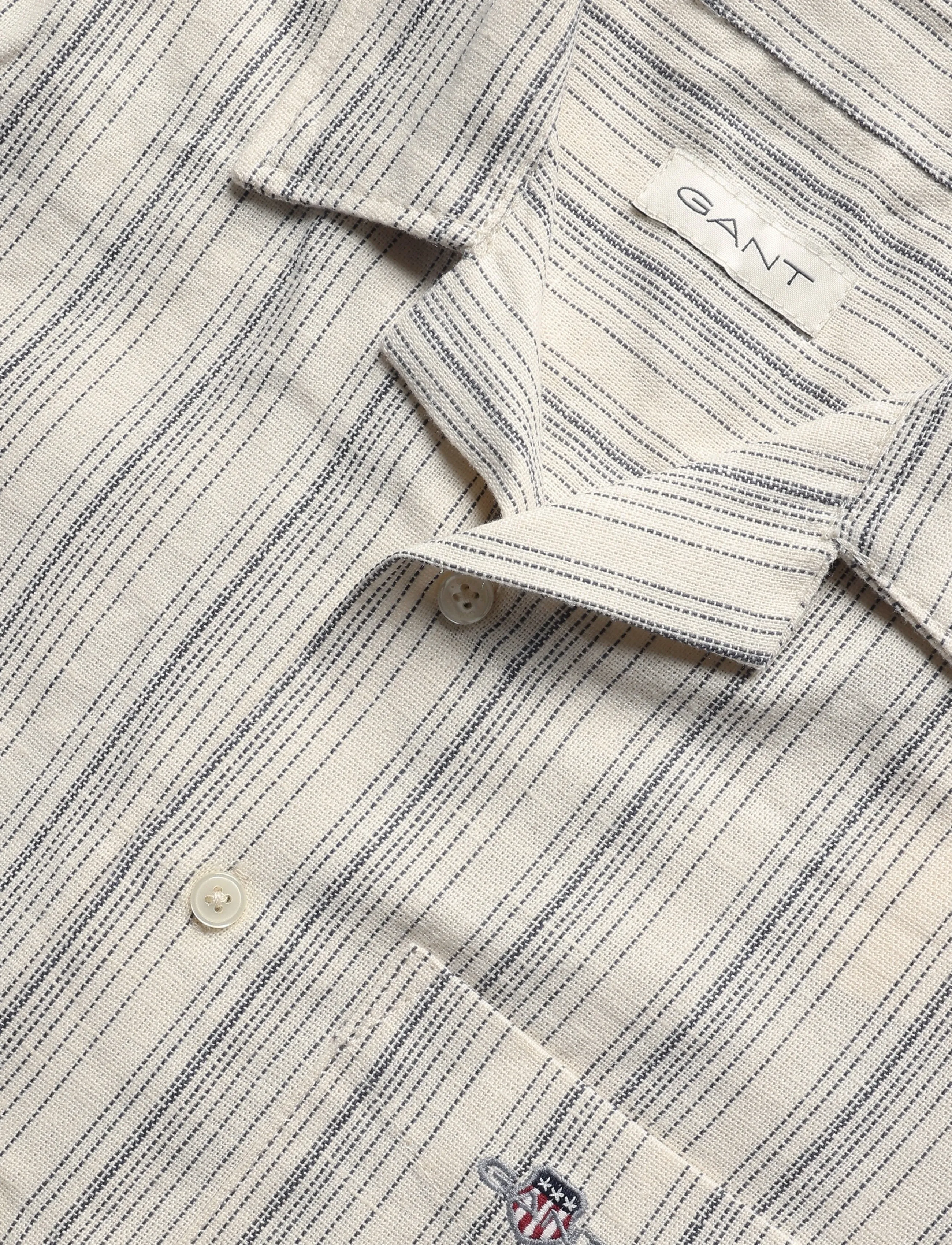 Gant Kids - Shield Striped Linen Blend SS Shirt - creamed white - 2