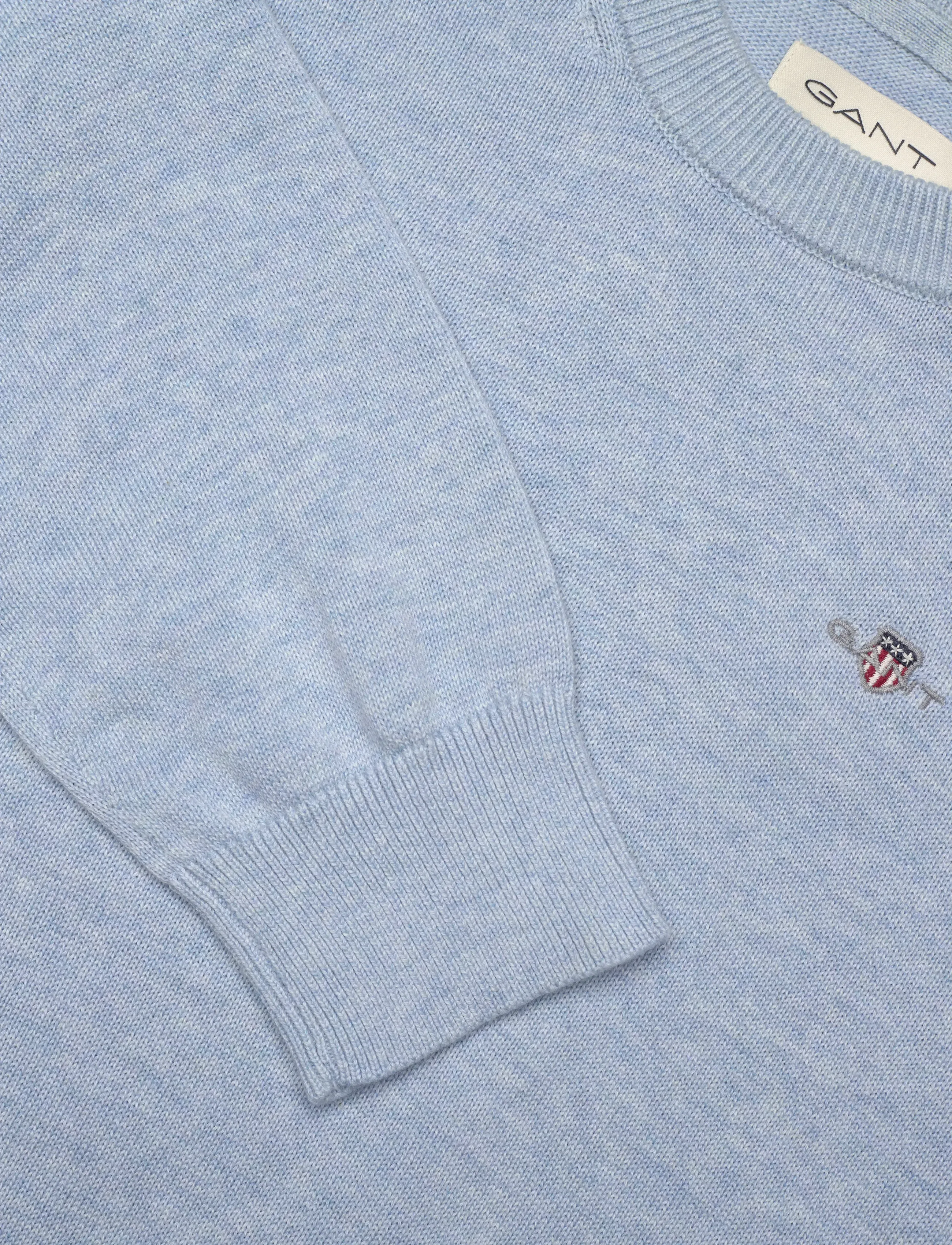 Gant Kids - Shield Cotton Crew Neck Sweater - stickade tröjor - sky blue marl - 2