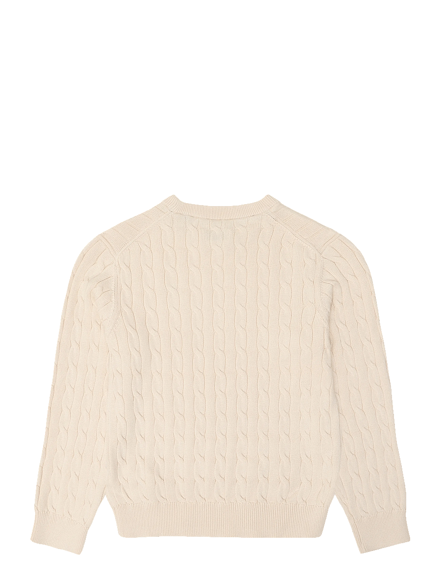 Gant Kids - Shield Cotton Cable Neck Sweater - stickade tröjor - creamed white - 1