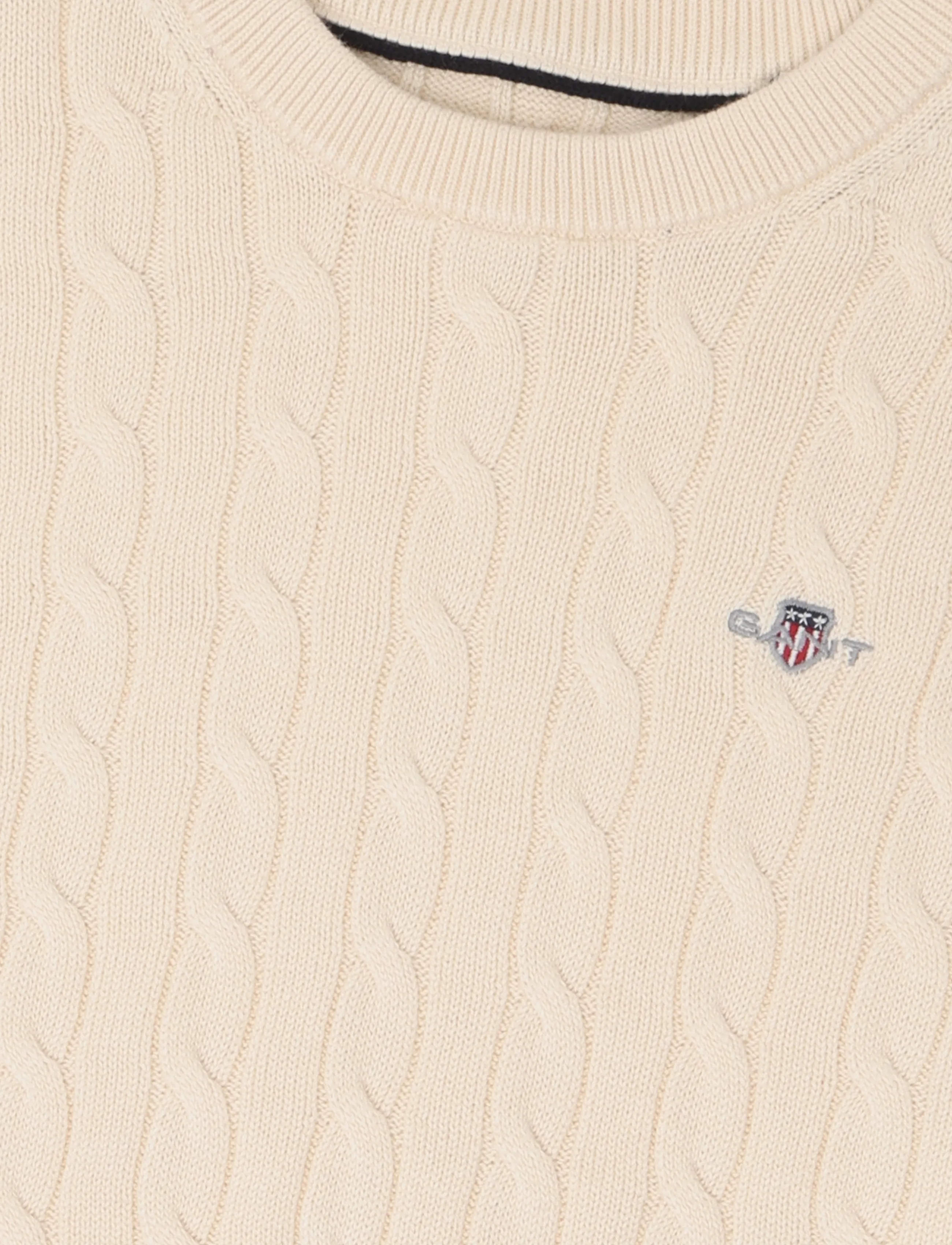 Gant Kids - Shield Cotton Cable Neck Sweater - jumpers - creamed white - 2