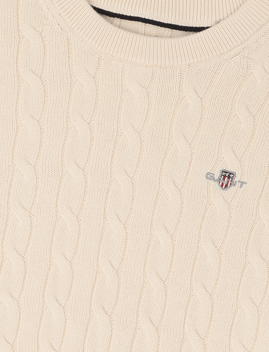 Gant Kids - Shield Cotton Cable Neck Sweater - stickade tröjor - creamed white - 2