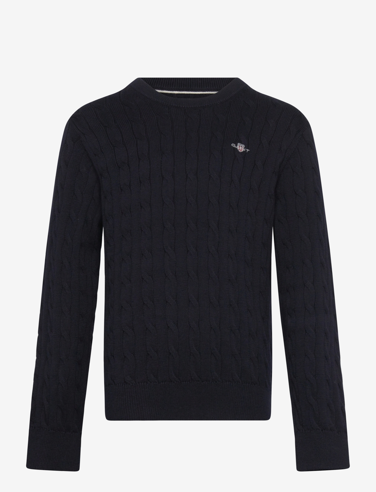 Gant Kids - Shield Cotton Cable Neck Sweater - trøjer - evening blue - 0