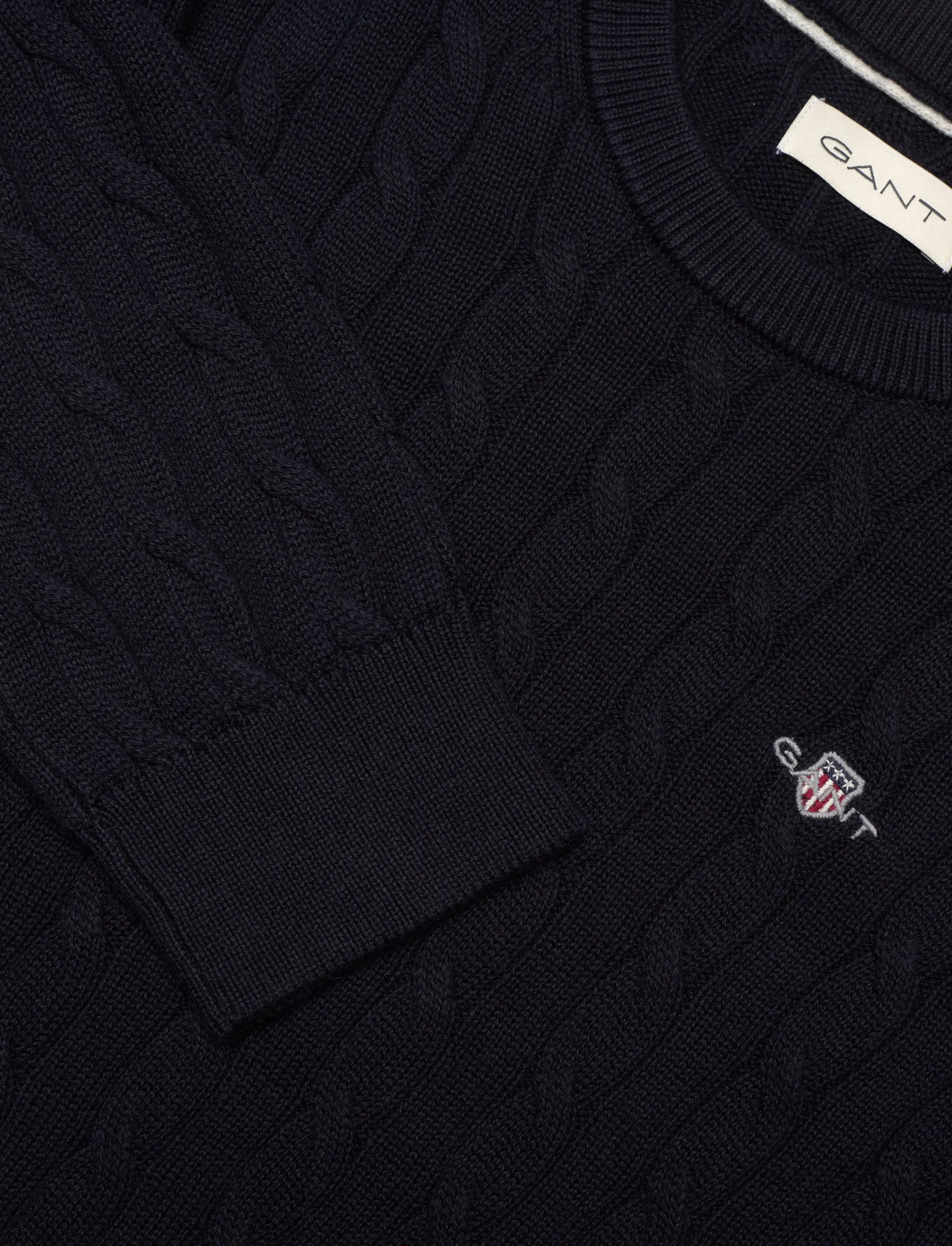 Gant Kids - Shield Cotton Cable Neck Sweater - džemprid - evening blue - 2