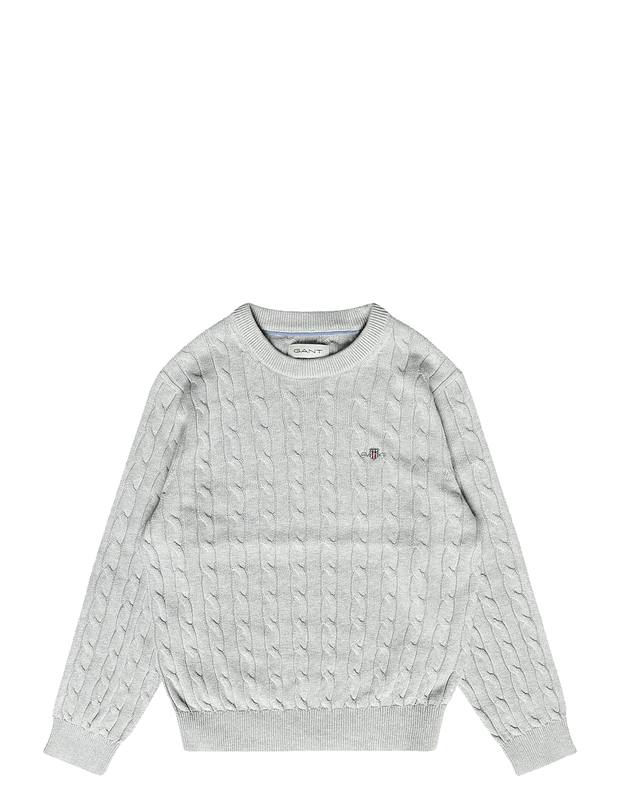 Gant Kids - Shield Cotton Cable Neck Sweater - pullover - grey melange - 0