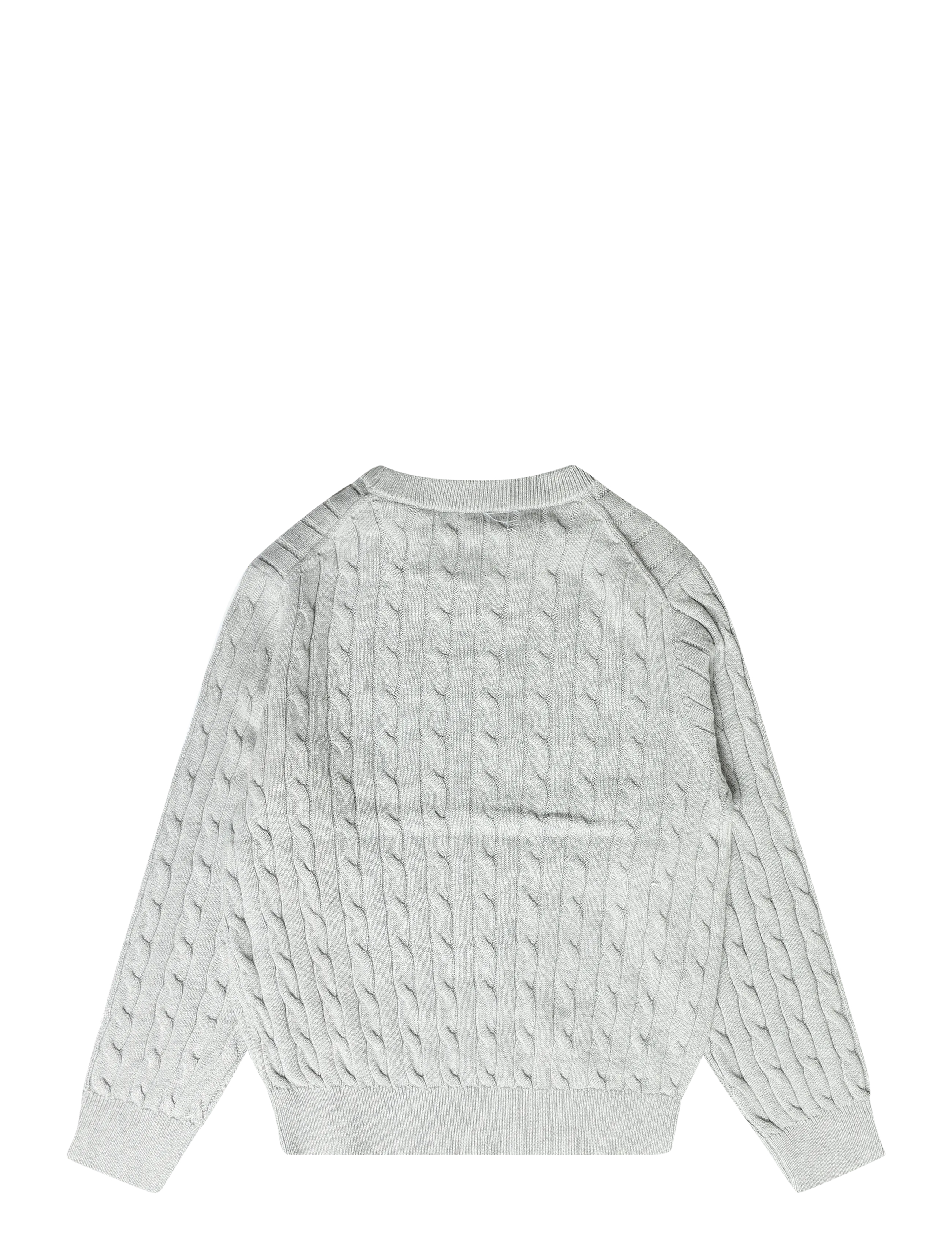 Gant Kids - Shield Cotton Cable Neck Sweater - jumpers - grey melange - 1