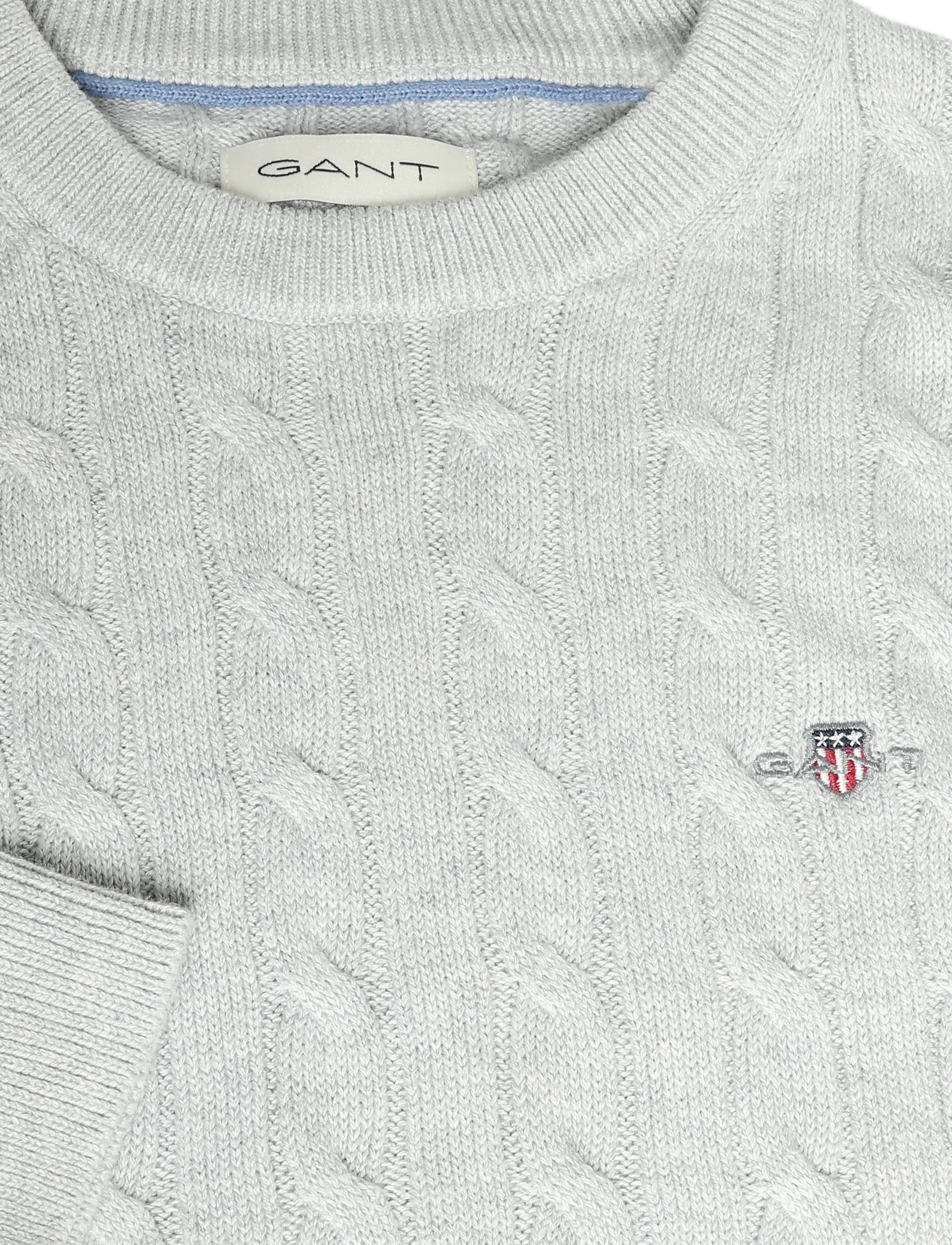 Gant Kids - Shield Cotton Cable Neck Sweater - jumpers - grey melange - 2