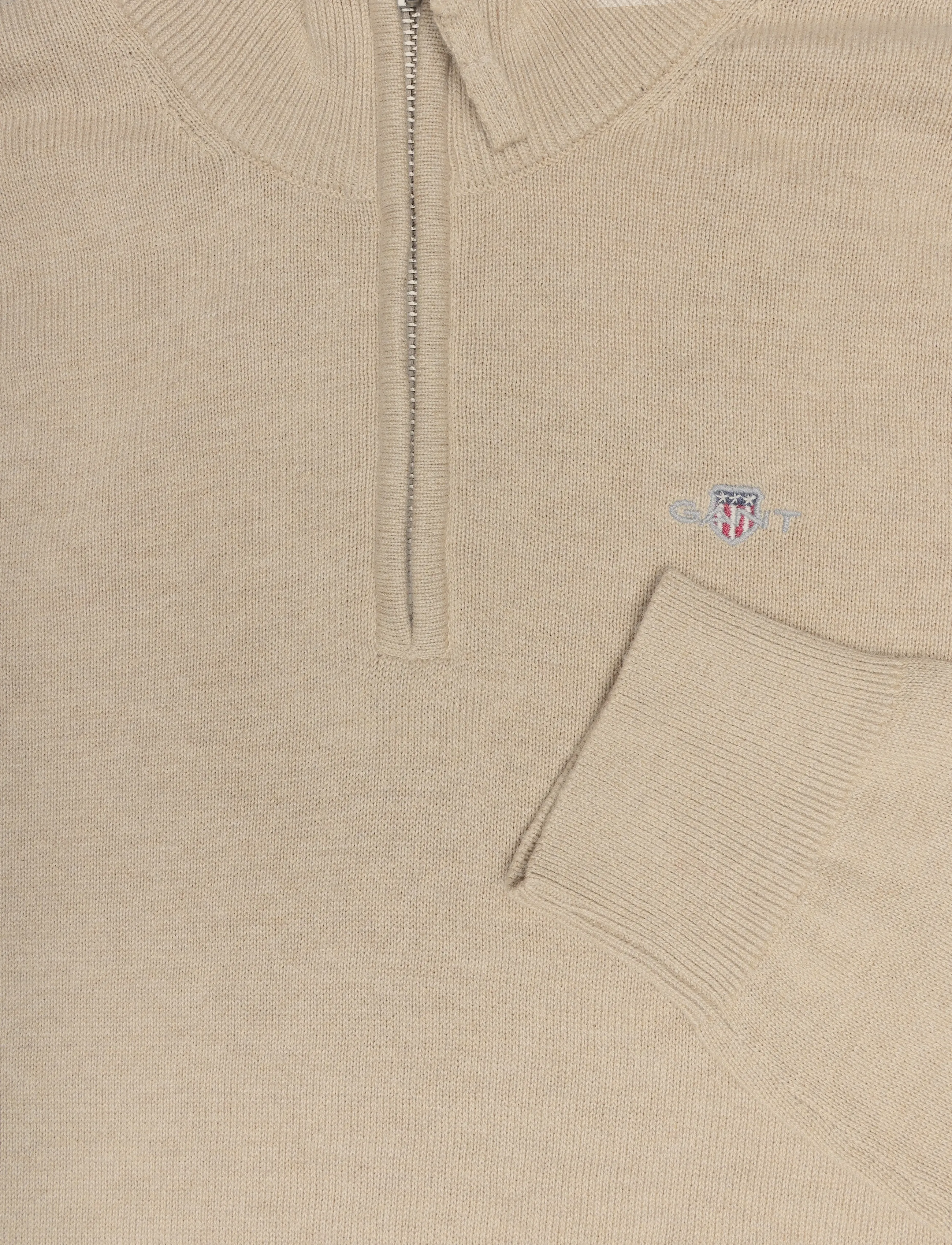 Gant Kids - Shield Cotton Half Zip Sweater - jumpers - oat beige marl - 2