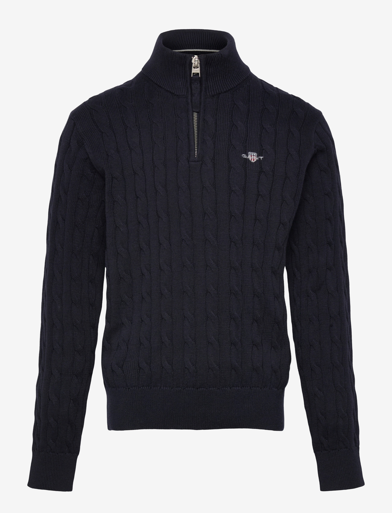 Gant Kids - Shield Cotton Cable Half Zip Sweater - trøjer - evening blue - 0