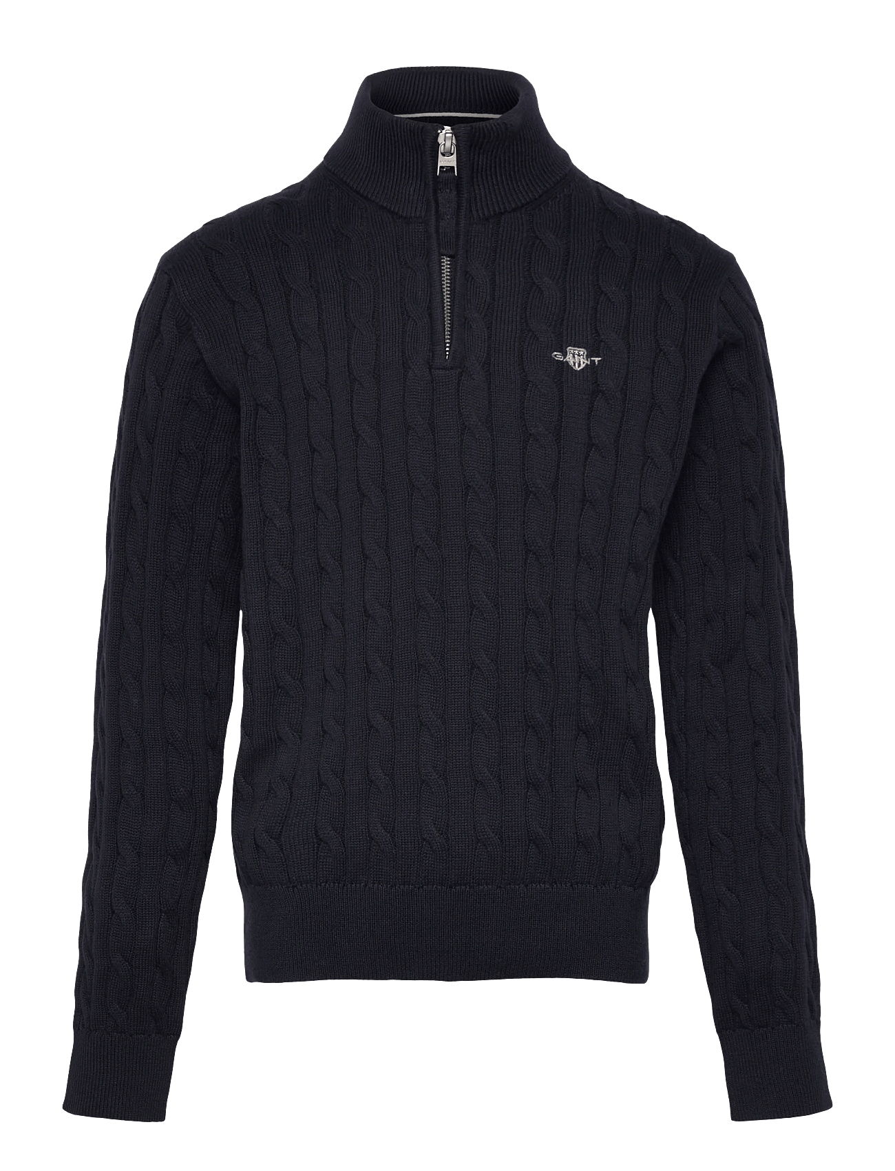 Shield Cotton Cable Half Zip Sweater - EVENING