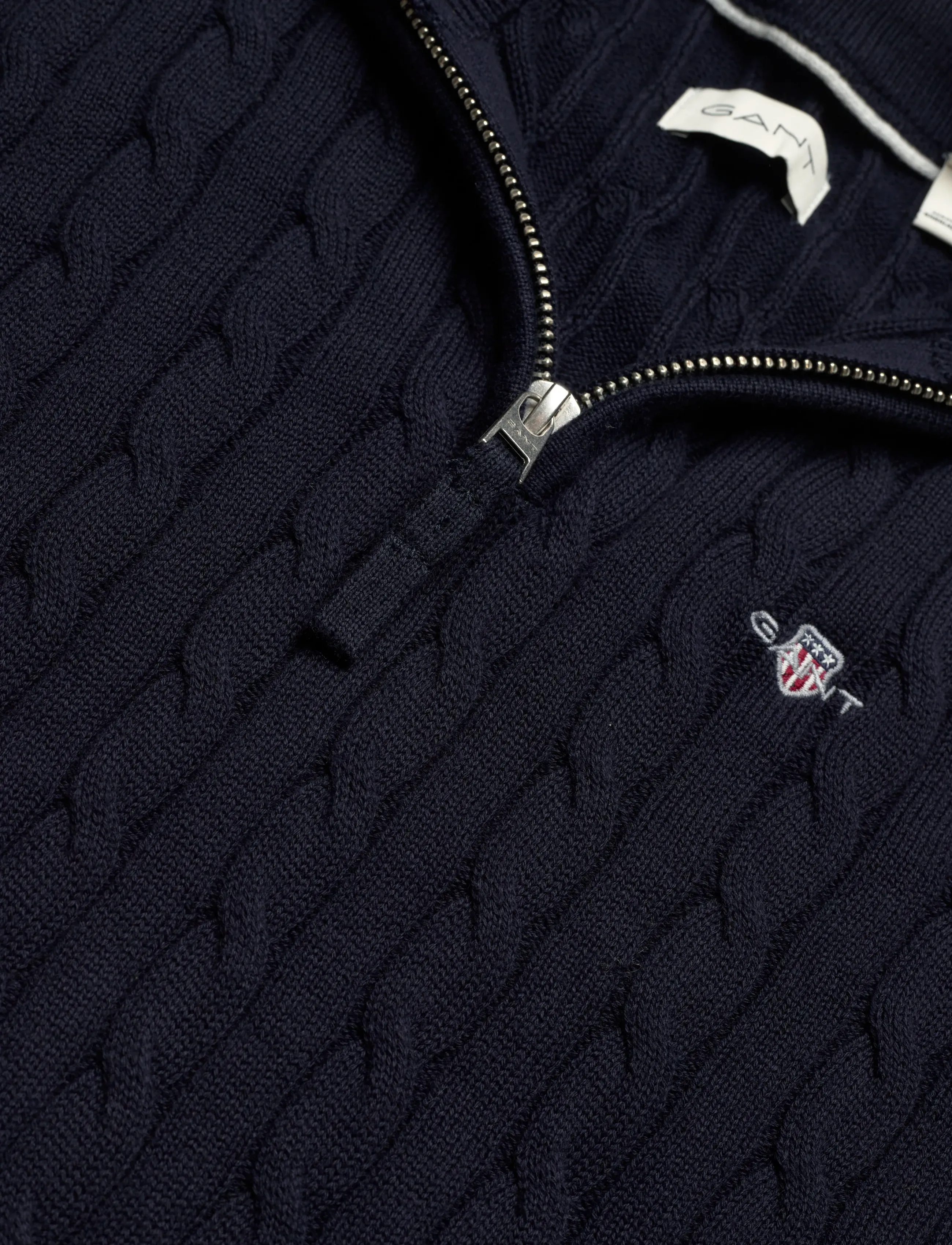 Gant Kids - Shield Cotton Cable Half Zip Sweater - stickade tröjor - evening blue - 2