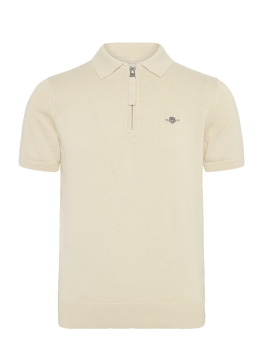 Gant Kids - Shield Knitted Zip SS Polo - creamed white - 0