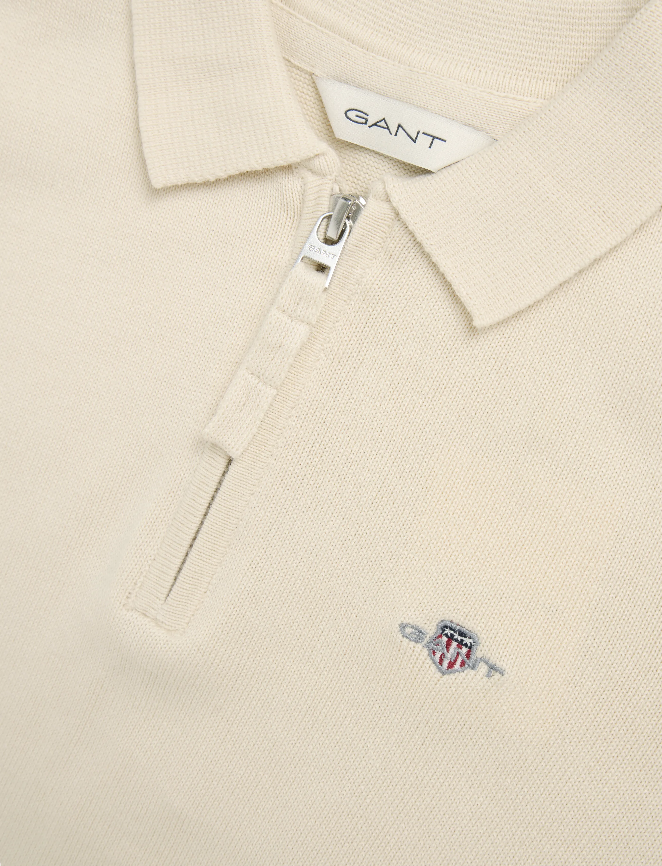 Gant Kids - Shield Knitted Zip SS Polo - creamed white - 2