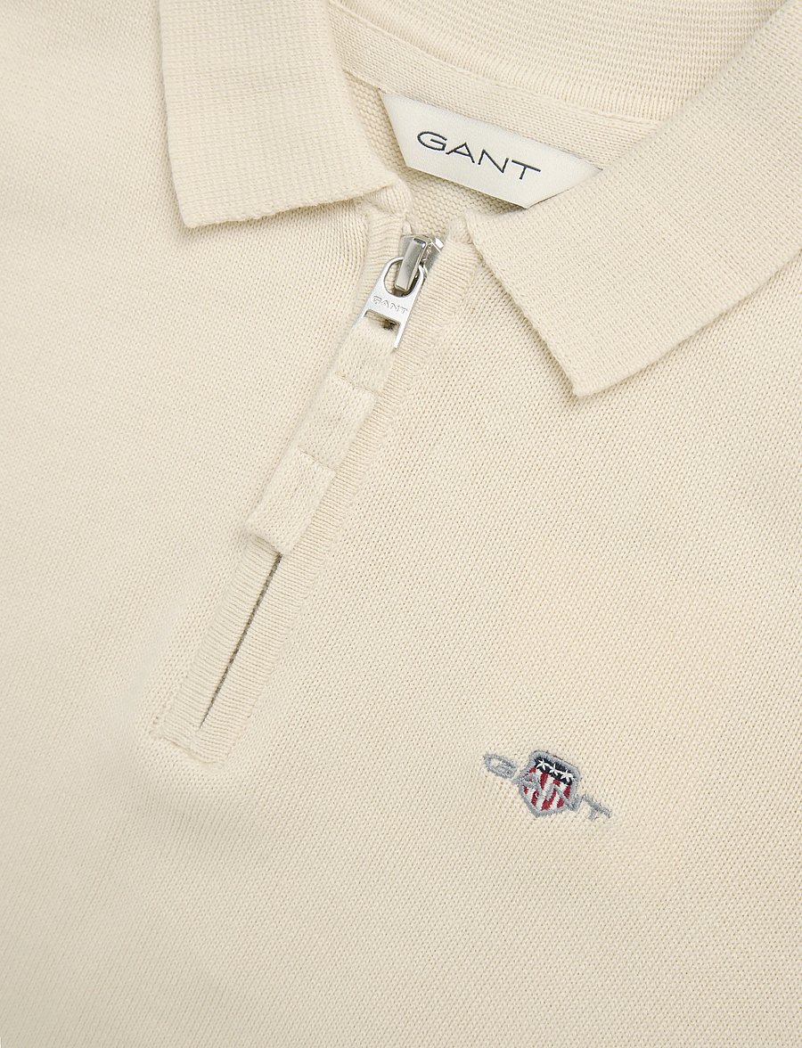 Gant Kids - Shield Knitted Zip SS Polo - creamed white - 2