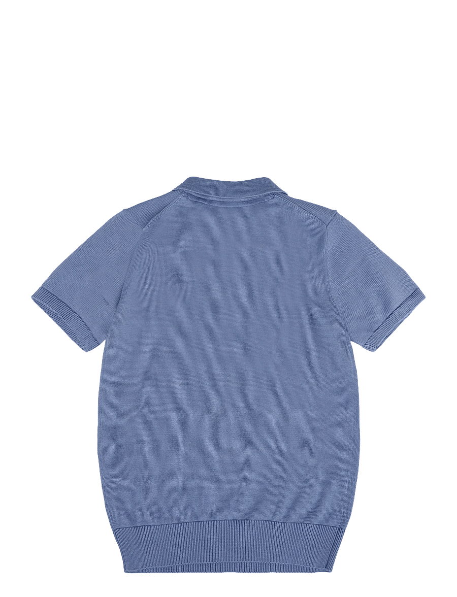 Gant Kids - Shield Knitted Zip SS Polo - kurzärmelig - faded denim - 1