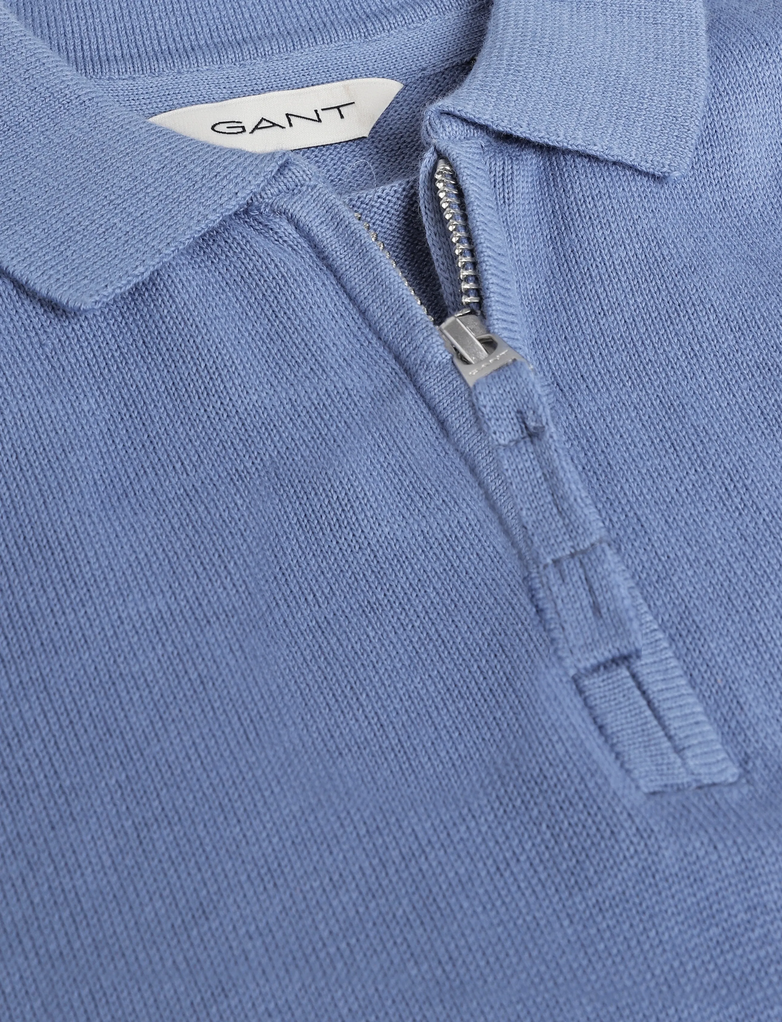 Gant Kids - Shield Knitted Zip SS Polo - polo shirts - faded denim - 2