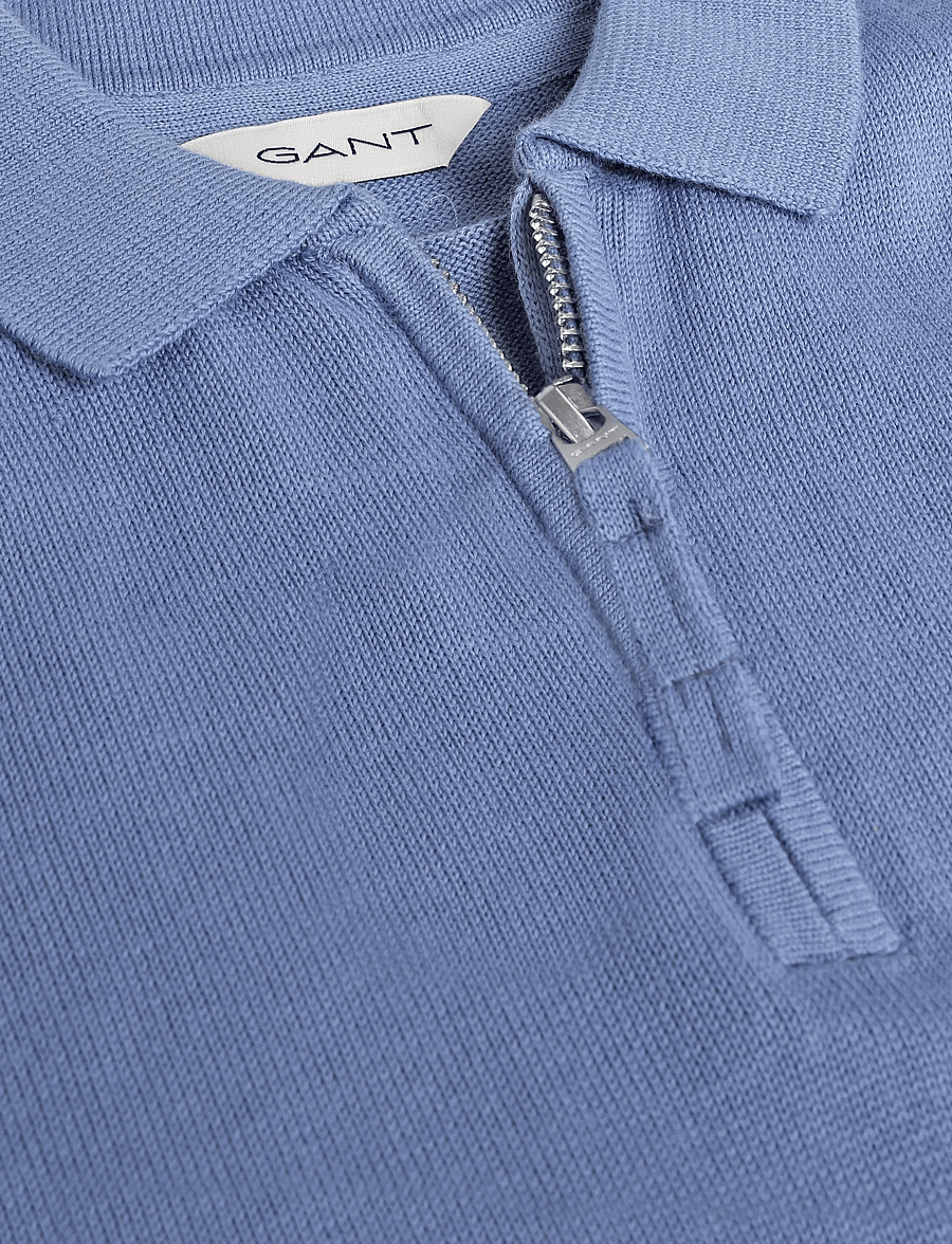 Gant Kids - Shield Knitted Zip SS Polo - kurzärmelig - faded denim - 2
